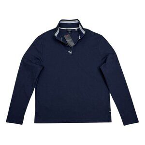 TED BAKER Quarter Zip Waffle Navy Blue Business Casual Sweater Mens Large - NWT